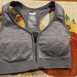 Avia Women's Charcoal Zip-Front Sports Bra